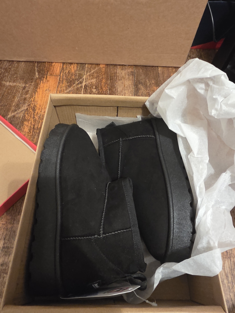 Black Suede Winter Slip-On Boots